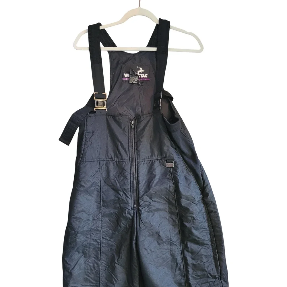 White Stag Mens 32 Black Insulated Ski Bib Overalls Snow Pants Vintage Skiwear